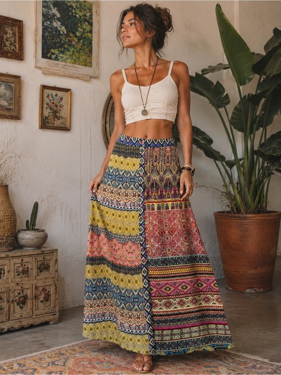 Desigual Dresses & Skirts - Desigual Vibrant Patchwork Maxi Skirt in Yellow, Pink, Blue & Green